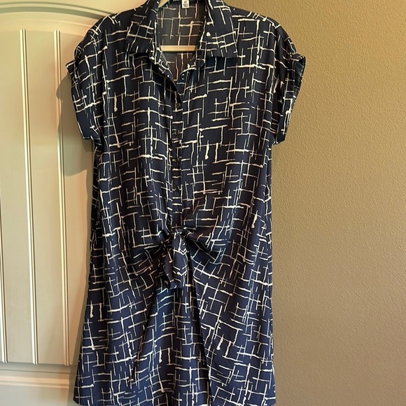 She + Sky and Tribal Jeans Blue and Cream Button Down Dresses - Picture 14 of 14